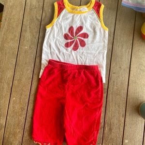 Hanna Andersson Sz 2 2pc Flower Tank & Capris